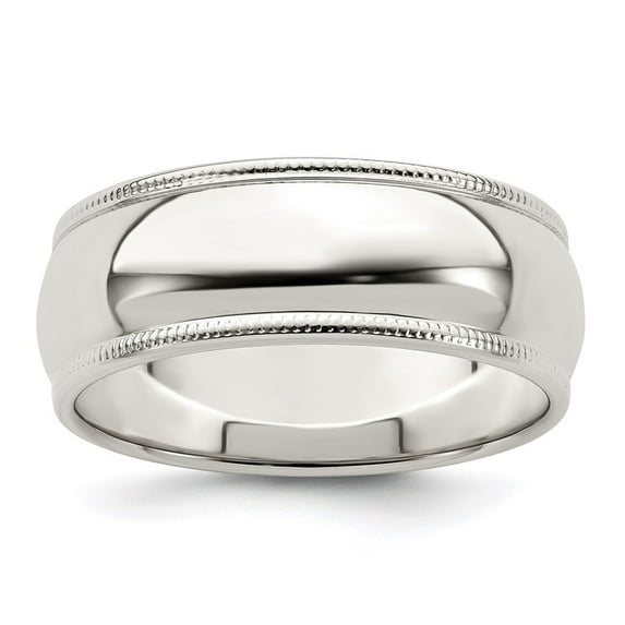 Sterling Silver 7mm Half Round Milgrain Size 5.5 Band