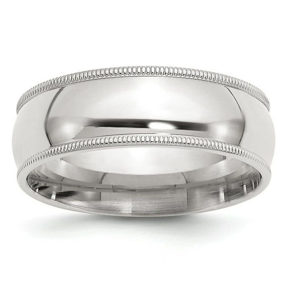 Sterling Silver 7mm Milgrain Comfort Fit Band - Size 11.5