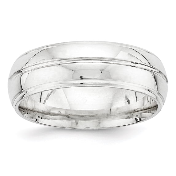 Sterling Silver 7mm Polished Domed Grooved Fancy Band Size 11 QWB106