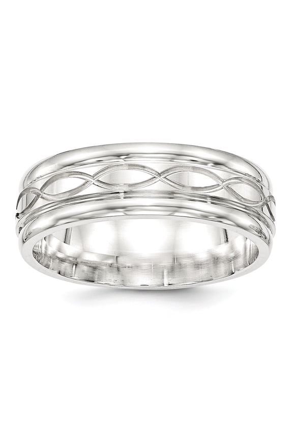 Sterling Silver 7mm Polished Flat Intertwined Design Beveled Edge Fancy Band Size 7