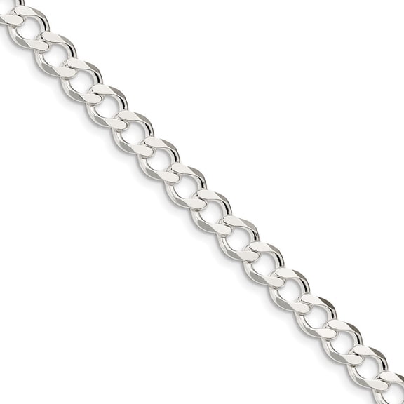Sterling Silver 8.1mm Polished Flat Curb Chain Bracelet - 11.2 Grams - 7 Inch