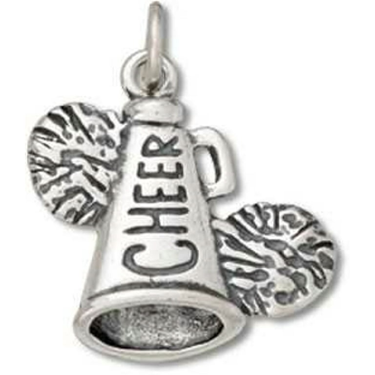 Cheerleading Megaphone with Pom Poms Charm Sterling Silver Cheerleading Megaphone with Pom Poms Charm Sterling Silver