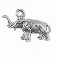 thumbnail image 1 of Sterling Silver 8" 4.5mm Charm Bracelet Attached 3D African Elephant Charm Raised Trunk And Swatting Tail, 1 of 1