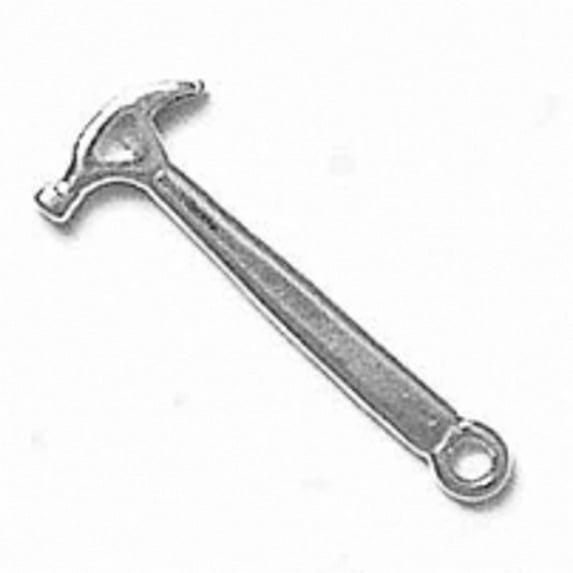 Sterling Silver 8" 4.5mm Charm Bracelet With Attached 3D Carpenters Woodworking Hammer Tool Charm