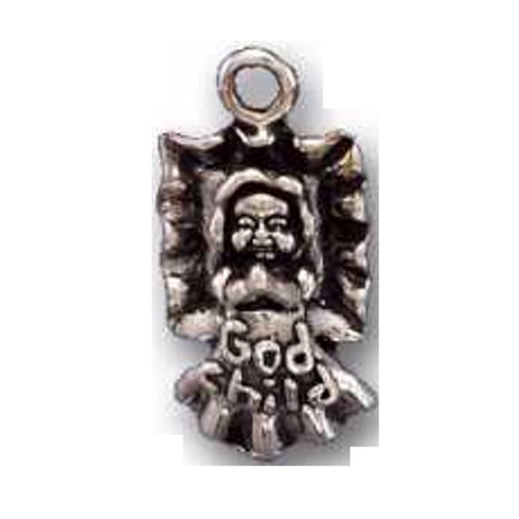 Sterling Silver 8" 4.5mm Charm Bracelet With Attached 3D GOD CHILD Word Baby In A Basket Charm