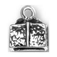 thumbnail image 1 of Sterling Silver 8" 4.5mm Charm Bracelet With Attached 3D Gift Box Charm With Bow Tie, 1 of 2