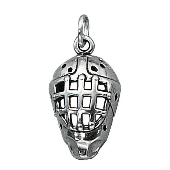 Sterling Silver 8" 4.5mm Charm Bracelet With Attached 3D Hockey Goalie Mask Charm