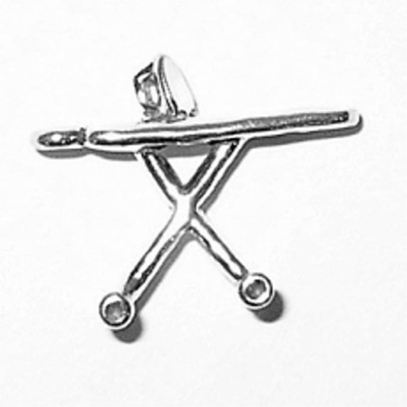 Sterling Silver 8" 4.5mm Charm Bracelet With Attached 3D Household Ironing Board With Clothes Iron Charm