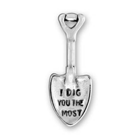 Sterling Silver 8" 4.5mm Charm Bracelet With Attached 3D I DIG YOU THE MOST Shovel Word Charm