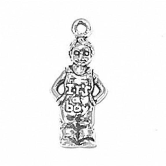 Sterling Silver 8" 4.5mm Charm Bracelet With Attached 3D "It's A Boy" Word Little Boy Charm