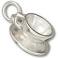 thumbnail image 1 of Sterling Silver 8" 4.5mm Charm Bracelet With Attached 3D Kitchen Coffee Tea Cup Saucer Charm, 1 of 1
