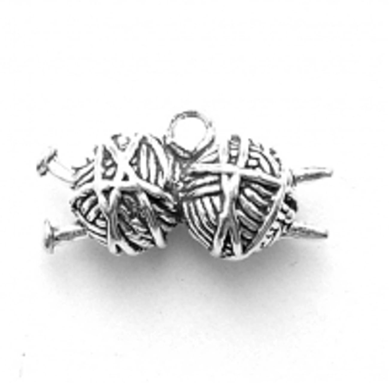 Yarn and Knitting Needles Charm 3-D Sterling Silver Yarn and Knitting Needles Charm 3-D Sterling Silver