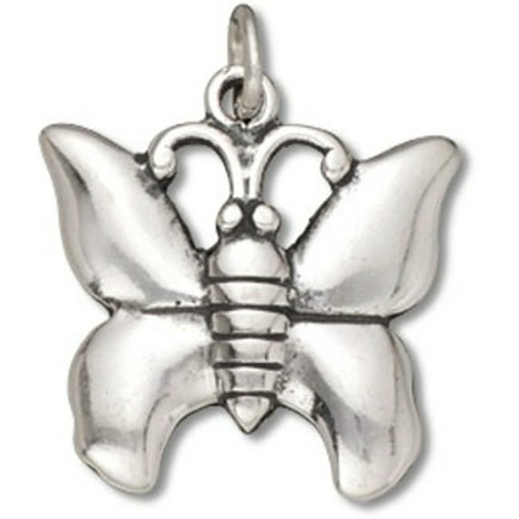 Sterling Silver 8" 4.5mm Charm Bracelet With Attached 3D Large Simple Butterfly Charm