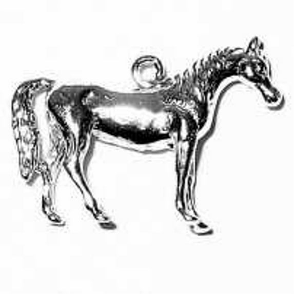 Sterling Silver 8" 4.5mm Charm Bracelet With Attached 3D Majestic Arabian Horse Charm