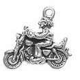 thumbnail image 1 of Sterling Silver 8" 4.5mm Charm Bracelet With Attached 3D Man On Motorcycle Rider Charm, 1 of 1