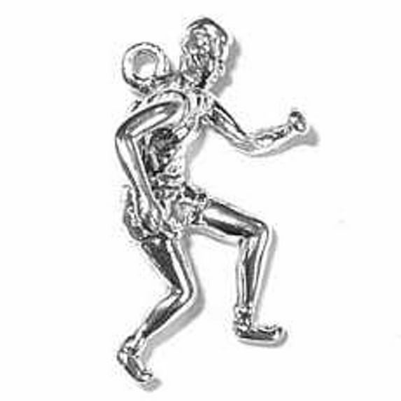 Sterling Silver 8" 4.5mm Charm Bracelet With Attached 3D Marathon Runner Charm