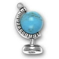 thumbnail image 1 of Sterling Silver 8" 4.5mm Charm Bracelet With Attached 3D Marble World Earth Spinning Globe Charm, 1 of 1