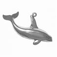 thumbnail image 1 of Sterling Silver 8" 4.5mm Charm Bracelet With Attached 3D One Sided Killer Whale Orca Charm With Raised Tail, 1 of 2