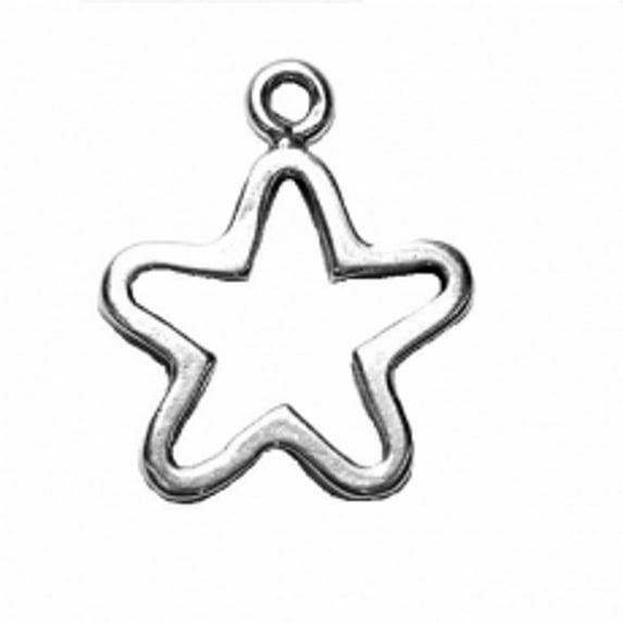 Sterling Silver 8" 4.5mm Charm Bracelet With Attached 3D Open Star Charm