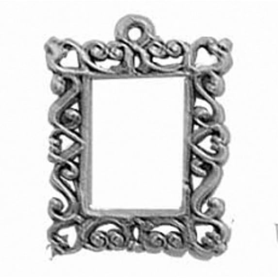 Sterling Silver 8" 4.5mm Charm Bracelet With Attached 3D Ornate Square Picture Frame Charm