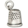 thumbnail image 1 of Sterling Silver 8" 4.5mm Charm Bracelet With Attached 3D Seamstress Thumb Thimble Charm, 1 of 1