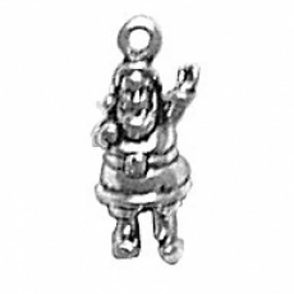 Sterling Silver 8" 4.5mm Charm Bracelet With Attached 3D Small Waving Full Body Santa With Toy Bag Charm