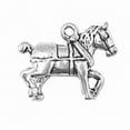 thumbnail image 1 of Sterling Silver 8" 4.5mm Charm Bracelet With Attached 3D Stepping Harnessed Clydesdale Horse Charm, 1 of 1