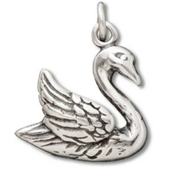 Sterling Silver 8" 4.5mm Charm Bracelet With Attached 3D Swimming Swan Bird Charm