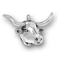thumbnail image 1 of Sterling Silver 8" 4.5mm Charm Bracelet With Attached 3D Texas Longhorn Cattle Cow Head Charm, 1 of 1
