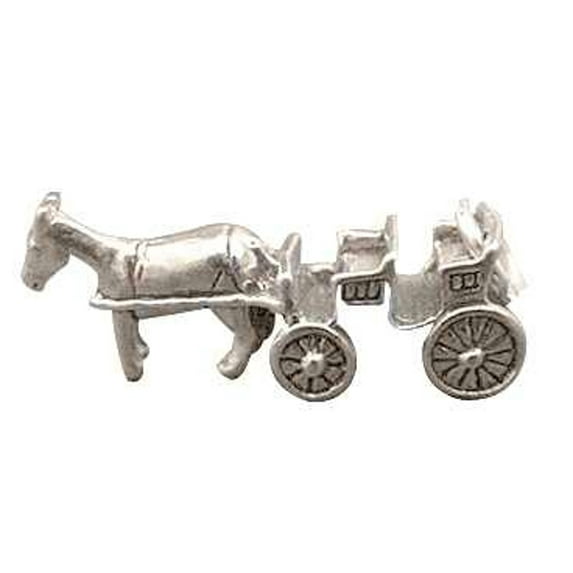 Sterling Silver 8" 4.5mm Charm Bracelet With Attached 3D Uncovered Horse Drawn Carriage Ride Surrey Charm