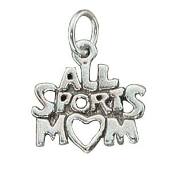 Sterling Silver 8" 4.5mm Charm Bracelet With Attached ALL SPORTS MOM Word Charm