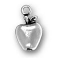 thumbnail image 1 of Sterling Silver 8" 4.5mm Charm Bracelet With Attached Apple Fruit Charm With Leaf And Stem, 1 of 1