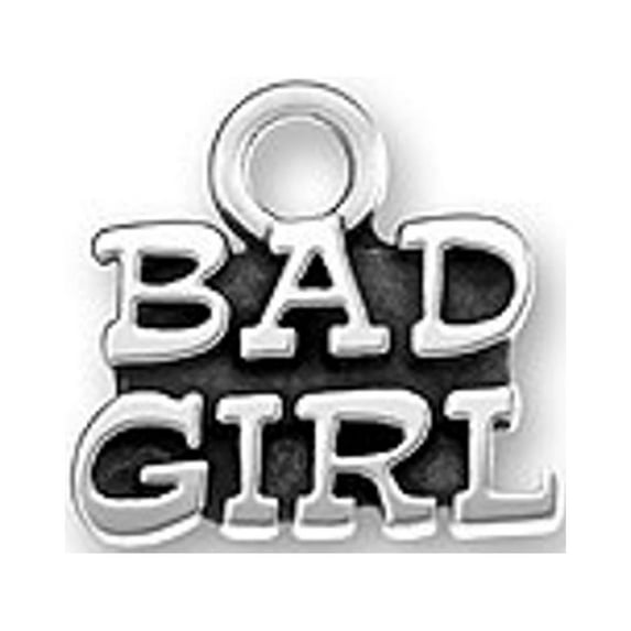 Sterling Silver 8" 4.5mm Charm Bracelet With Attached BAD GIRL Word Charm