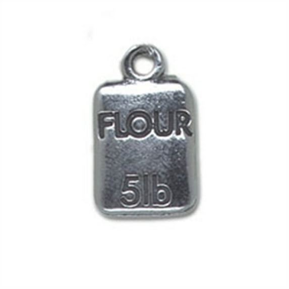 Sterling Silver 8" 4.5mm Charm Bracelet With Attached Chefs Cooks Flat 5 Pound lb. Bag Of Flour Charm
