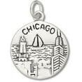 thumbnail image 1 of Sterling Silver 8" 4.5mm Charm Bracelet With Attached City Of Chicago The Windy City Two Sided Charm, 1 of 2