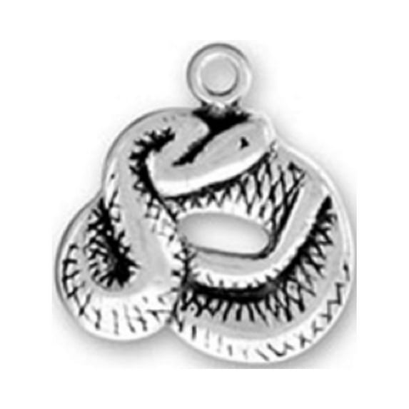 Sterling Silver 8" 4.5mm Charm Bracelet With Attached Coiled Striking Snake Charm