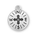 thumbnail image 1 of Sterling Silver 8" 4.5mm Charm Bracelet With Attached Compass Charm With Points North South East Wes, 1 of 1