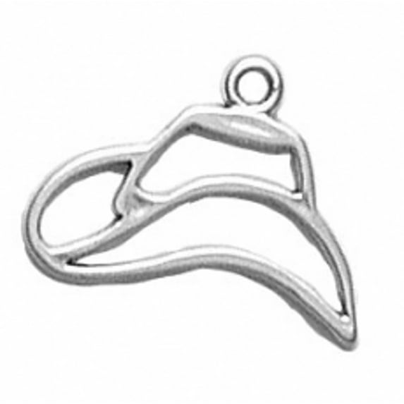 Sterling Silver 8" 4.5mm Charm Bracelet With Attached Cowboy Hat Outline Charm