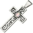 thumbnail image 1 of Sterling Silver 8" 4.5mm Charm Bracelet With Attached Cubic Zirconia Cross With Filgree Center Charm, 1 of 1