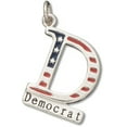 thumbnail image 1 of Sterling Silver 8" 4.5mm Charm Bracelet With Attached Enameled Big D For Democrat Charm, 1 of 1