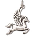 thumbnail image 1 of Sterling Silver 8" 4.5mm Charm Bracelet With Attached Flying Pegasus Horse With Wings Charm, 1 of 2