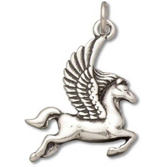 Sterling Silver 8" 4.5mm Charm Bracelet With Attached Flying Pegasus Horse With Wings Charm