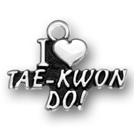 Sterling Silver 8" 4.5mm Charm Bracelet With Attached "I HEART (Love) TAE-KWON-DO" Word Charm