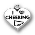 thumbnail image 1 of Sterling Silver 8" 4.5mm Charm Bracelet With Attached I LOVE CHEERING Heart With Megaphone Sports Word Charm, 1 of 1