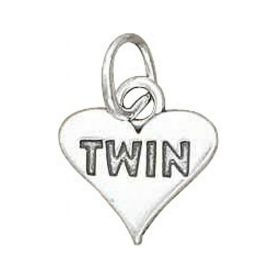 Sterling Silver 8" 4.5mm Charm Bracelet With Attached Love My "TWIN" Heart Charm