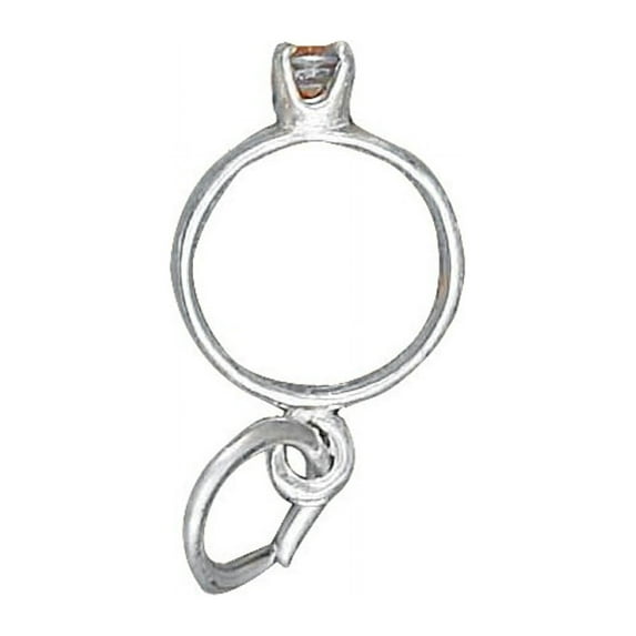 Sterling Silver 8" 4.5mm Charm Bracelet With Attached March Birth Month Ring Charm