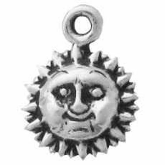 Sterling Silver 8" 4.5mm Charm Bracelet With Attached Mini Smiling Sun With Rays Around Face Charm