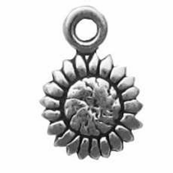 Sterling Silver 8" 4.5mm Charm Bracelet With Attached Mini Sunflower Flower Charm