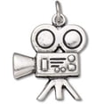 thumbnail image 1 of Sterling Silver 8" 4.5mm Charm Bracelet With Attached Partially 3D Movie Film Camera Charm On Tripod Stand, 1 of 1
