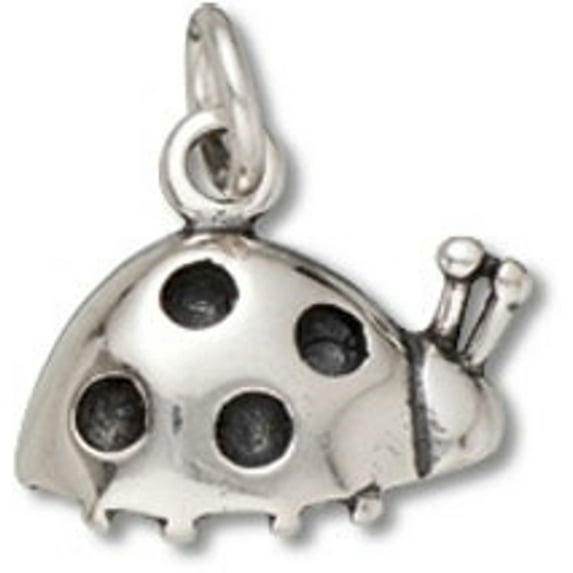 Sterling Silver 8" 4.5mm Charm Bracelet With Attached Polka Dotted Ladybug Insect Charm